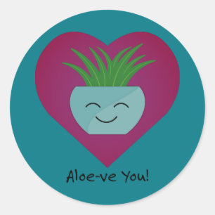 Pegatina Redonda Adorablemente gracioso Aloeve You Aloe