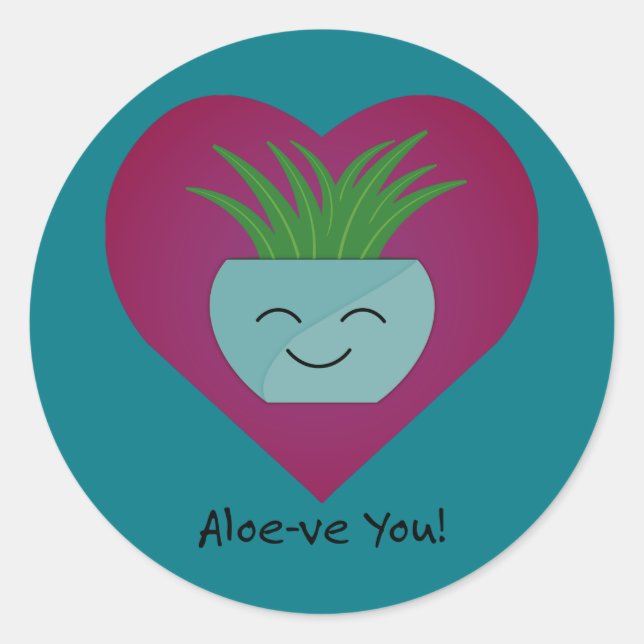 Pegatina Redonda Adorablemente gracioso Aloeve You Aloe (Anverso)