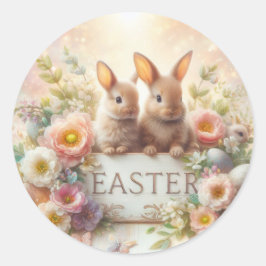 Pegatina Redonda Adorables Bebés De Pascua