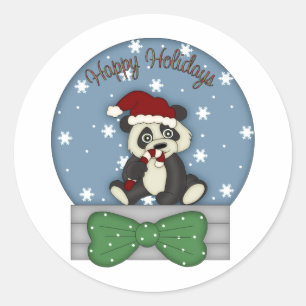 Pegatina Redonda Adorables Navidades Panda Tees y Gifts