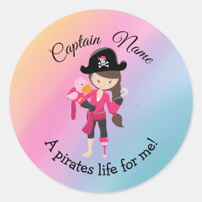 Pegatina Redonda adorables pegatinas chicas piratas (Anverso)