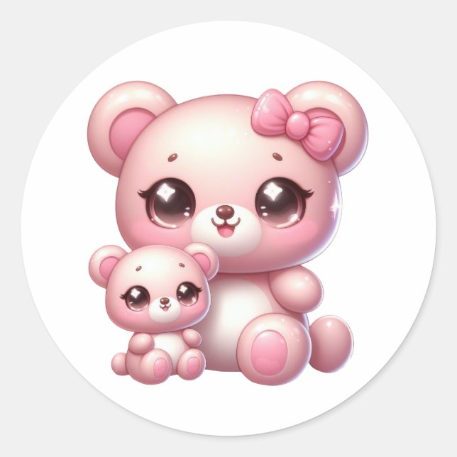 Pegatina Redonda Adorables Pegatinas del oso Kawaii: sobrecarga de  (Anverso)