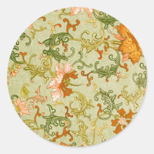 Pegatina Redonda Adorno Chino Antiguo Jones Flores