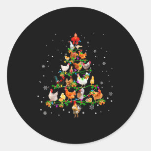 Pegatina Redonda Adorno de árbol de Navidad de pollo Decor Xmas 