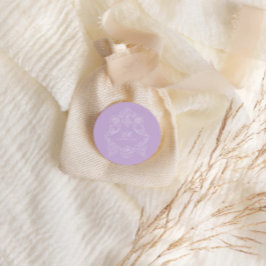Pegatina Redonda Adorno de cresta de monograma Bodas Violeta Púrpur