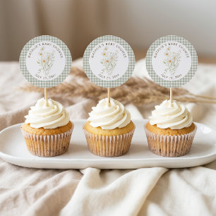 Pegatina Redonda Adorno superior para favor de baby shower floral G