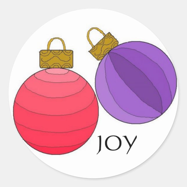 Pegatina Redonda Adornos de Navidad de Alegría (Anverso)