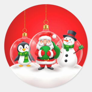 Pegatina Redonda Adornos Navideños Festivos
