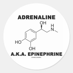 Pegatina Redonda Adrenalina A.K.A. Epinefrina (Química)