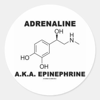 Pegatina Redonda Adrenalina A.K.A. Epinefrina (Química)