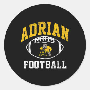 Pegatina Redonda Adrian College Football Athletics Vintage Sports A