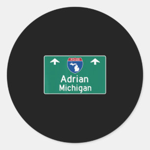 Pegatina Redonda Adrian Michigan Mi Autopista Interestatal Souvenir