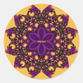 Pegatina Redonda ADRIEN ~ OYE OPENER ~ Naranja morado amarillo negr