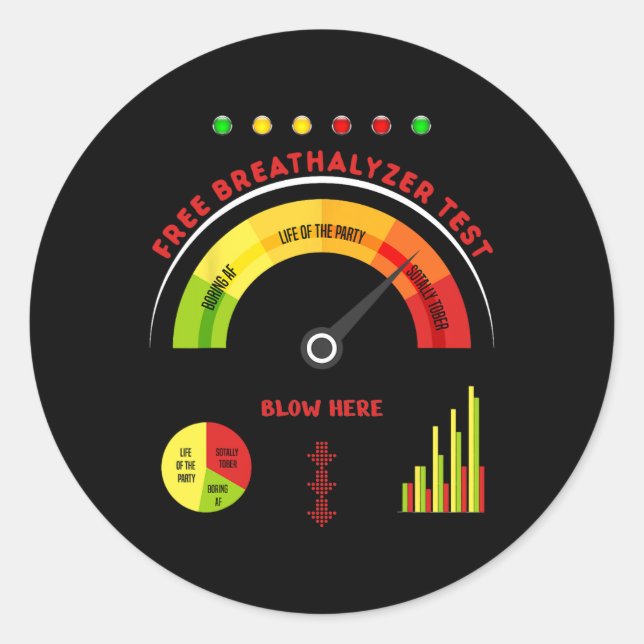 Pegatina Redonda Adultos Halloween Disstume Breathalyzer significa  (Anverso)