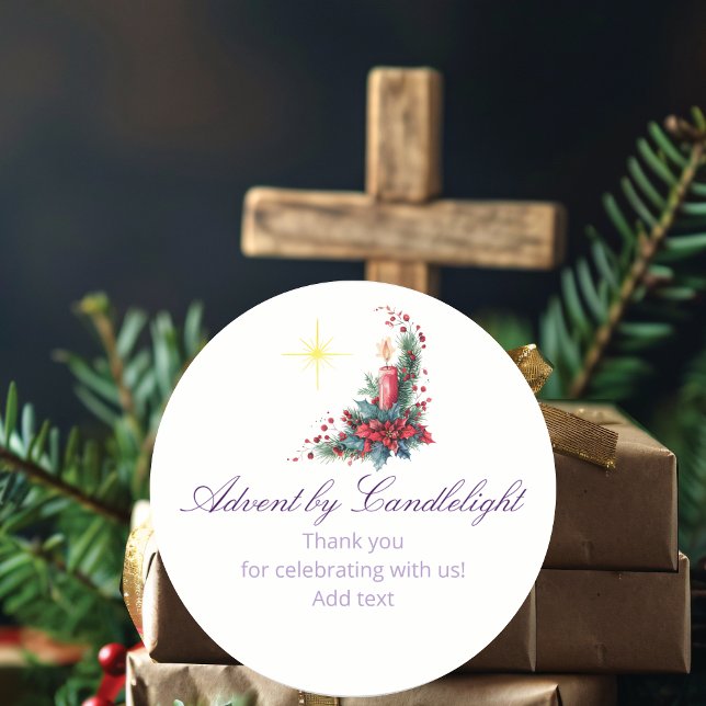 Pegatina Redonda Advent by Candlelight Women Ministry P Christmas (Advent by Candlelight Women Ministry Church Devotional Spiritual  Christmas Classic Round Sticker)