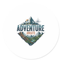 Adventure Awaits Peaks & Valleys Classic Stickers.