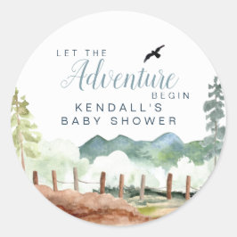 Pegatina Redonda Adventure Baby Shower
