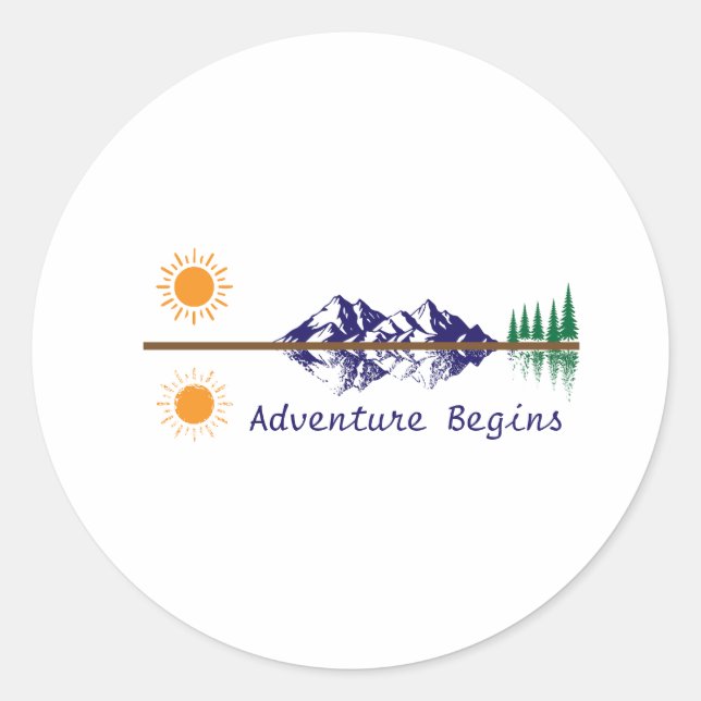 Pegatina Redonda Adventure Begins (Anverso)