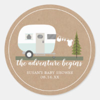 Adventure Retro Camper Trailer Blue Baby Shower