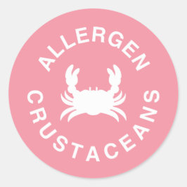 Pegatina Redonda Advertencia de alérgeno de crustáceos
