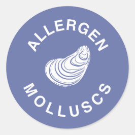 Pegatina Redonda Advertencia de alérgeno de moluscos