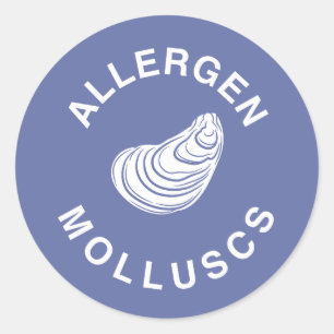 Pegatina Redonda Advertencia de alérgeno de moluscos