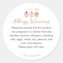 Advertencia de Alergia a Cupcake de Pastel Dulce