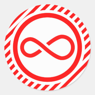 Pegatina Redonda Advertencia de autismo de nudo de infinito rojo y