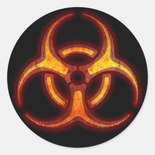 Pegatina Redonda Advertencia de Biohazard Zombie