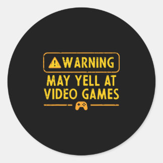 Pegatina Redonda Advertencia de juego puede gritar a los videojuego