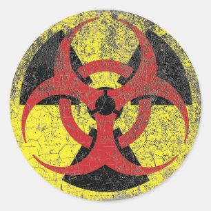 Pegatina Redonda Advertencia de la radiación del Biohazard