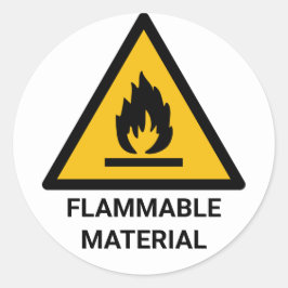 Pegatina Redonda Advertencia de Material Inflamable, Símbolo de Pel