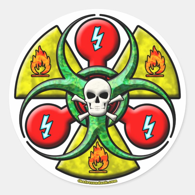 Pegatina Redonda Advertencia de peligro extremo (Anverso)