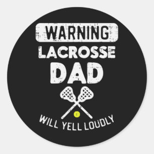 Pegatina Redonda Advertencia Grita Papá Lacrosse Divertido Lax Depo