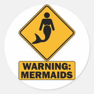 Pegatina Redonda Advertencia: Mermaid