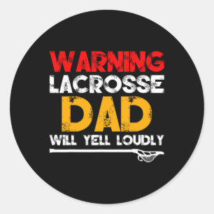 Pegatina Redonda Advertencia Padre de Lacrosse Día del Padre Noveda