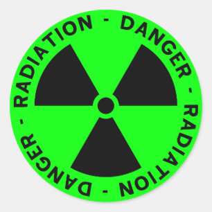 Pegatina Redonda Advertencia verde de la radiación