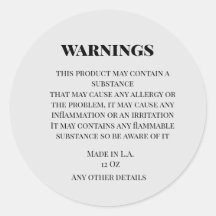 advertencias de producto personalizadas sencillas