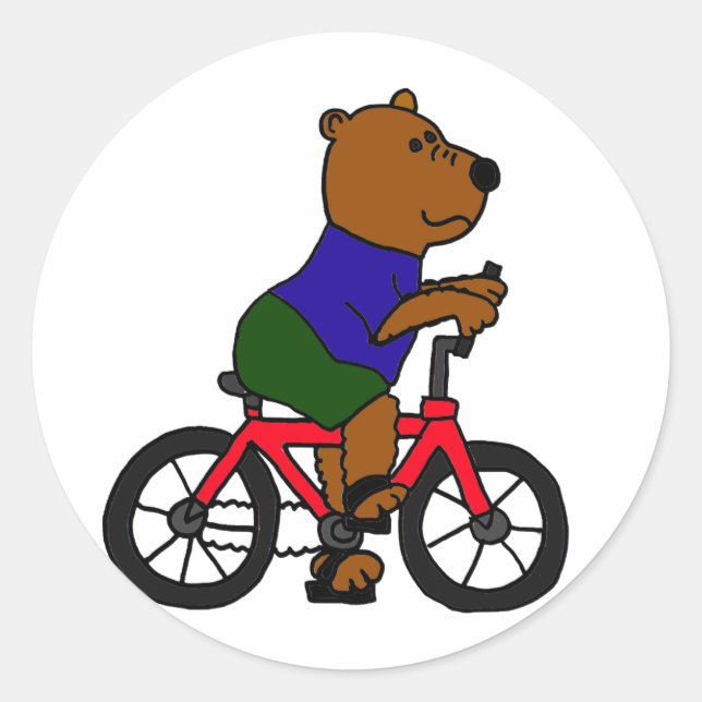 Pegatina Redonda AE - Personalizado de ciclismo de oso (Anverso)
