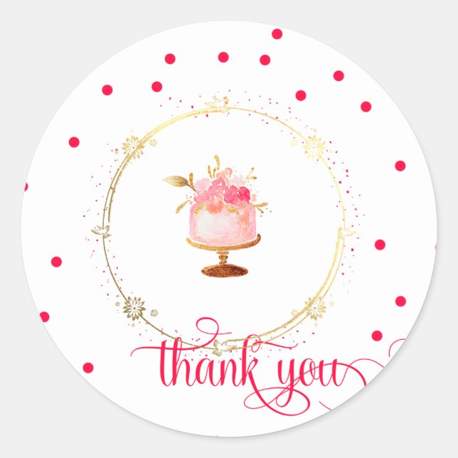 Pegatina Redonda æCupcake gracias (Anverso)