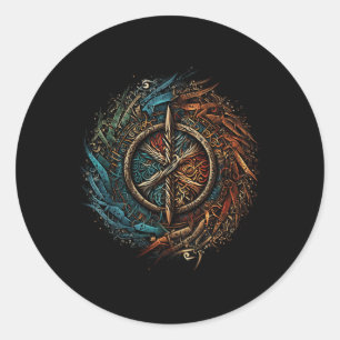 Pegatina Redonda Aegishjalmur Norte Valhalla Norse Mythology