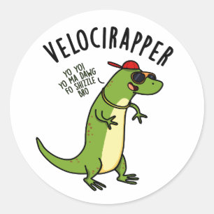 Pegatina Redonda ærapper Funny Dinosaur Pun