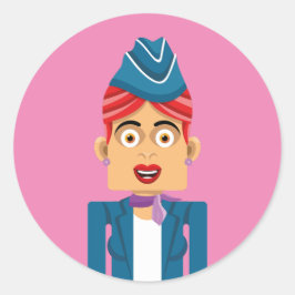 Pegatina Redonda Aeromoza