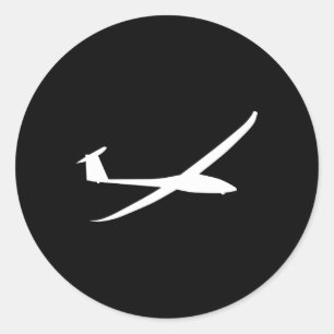 Pegatina Redonda Aeronave Aeronave Glider Plano piloto Deporte