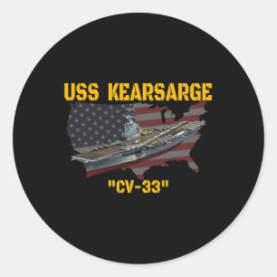 Pegatina Redonda Aeronave Carrier Uss Kearsarge Cv-33 Veterano Día 