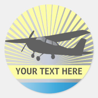 Pegatina Redonda Aeronaves de ala alta - Texto Personalizado