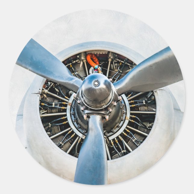 Pegatina Redonda Aeronaves Douglas DC-3. Hélice (Anverso)