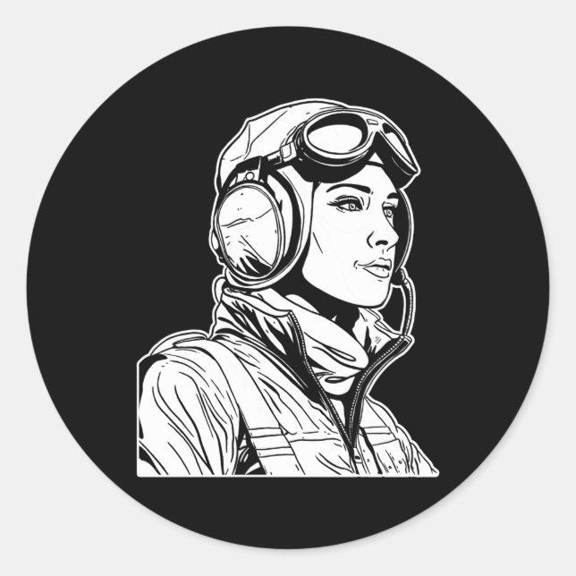 Pegatina Redonda Aeronaves piloto de aviación Aviación Volante Avia (Anverso)