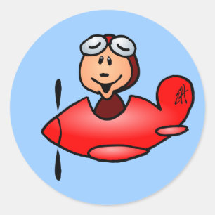 Pegatina Redonda Aeroplano