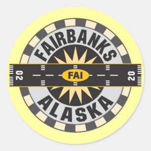 Pegatina Redonda Aeropuerto de Fairbanks, AK FAI